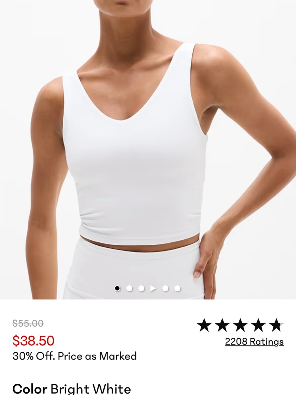 Athleta EUC Women’s White Built in Bar Top - Picture 8 of 9